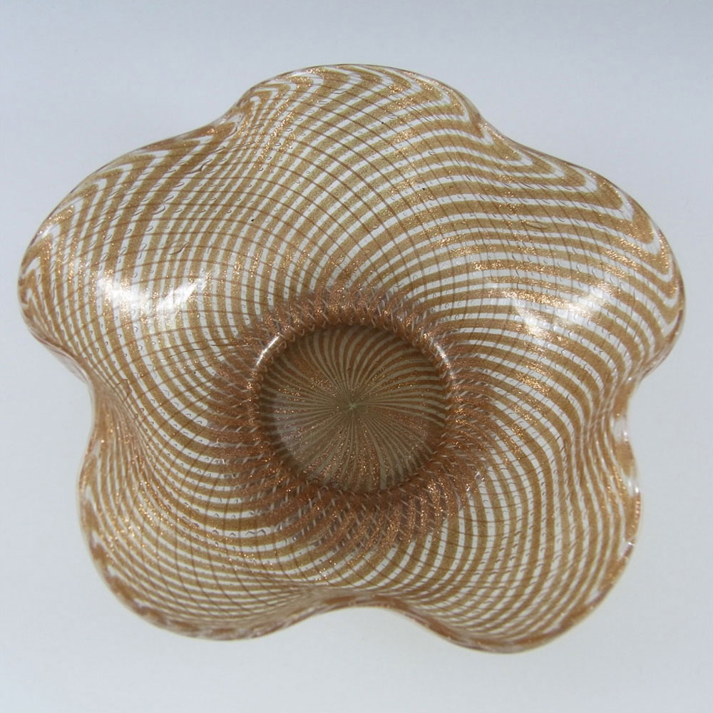 Salviati Filigree & Copper Aventurine Glass Bowl - Click Image to Close
