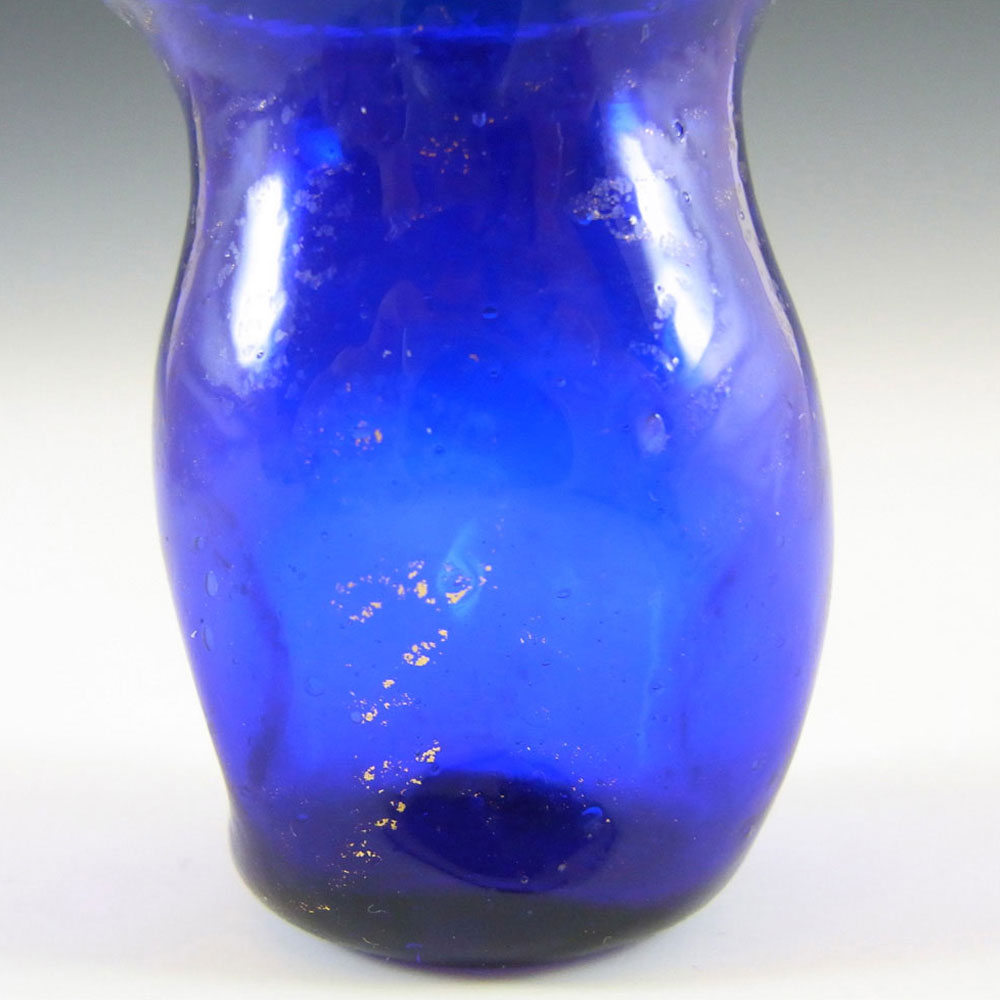 Salviati Murano Blue Glass Gold Leaf Vase - Click Image to Close