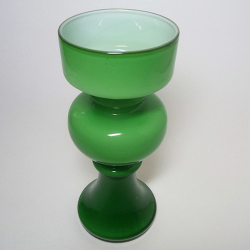 (image for) Empoli 1970's Italian Green Cased Glass Hooped Vase - Click Image to Close