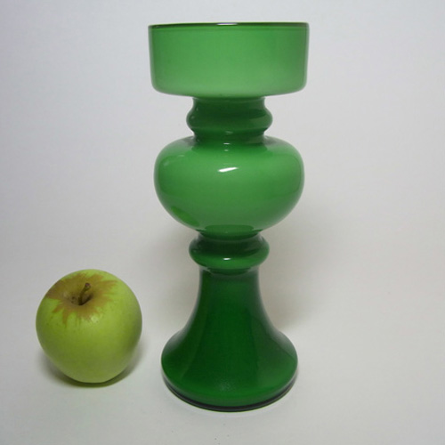 (image for) Empoli 1970's Italian Green Cased Glass Hooped Vase - Click Image to Close