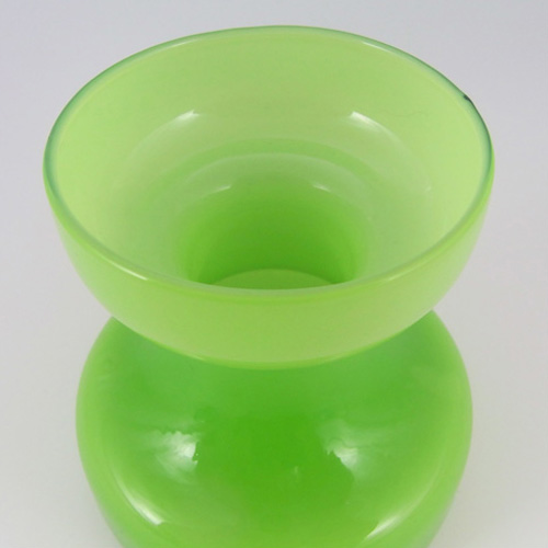 Empoli 1970's Italian Acid Green Cased Glass Retro Vase - Click Image to Close