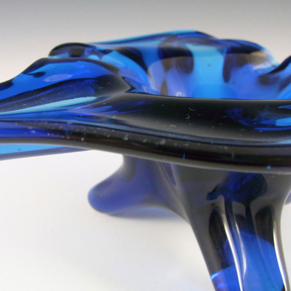 (image for) Unusual Blue Glass Organic Sculpture Bowl / Ashtray - Click Image to Close