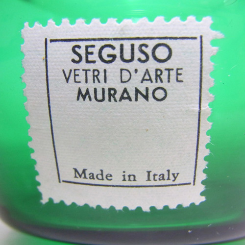 Seguso Vetri d'Arte Murano Green Glass Vase - Labelled - Click Image to Close