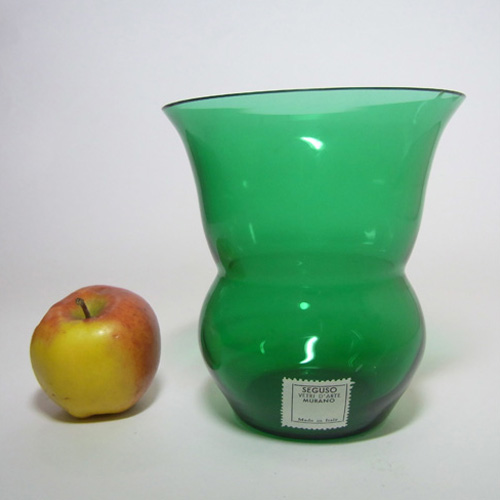 (image for) Seguso Vetri d'Arte Murano Green Glass Vase - Labelled - Click Image to Close