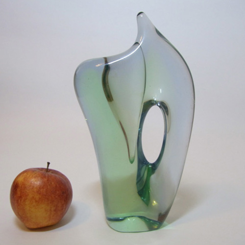 (image for) Skrdlovice #5987 Czech Green & Blue Glass Vase by Emanuel Beránek - Click Image to Close