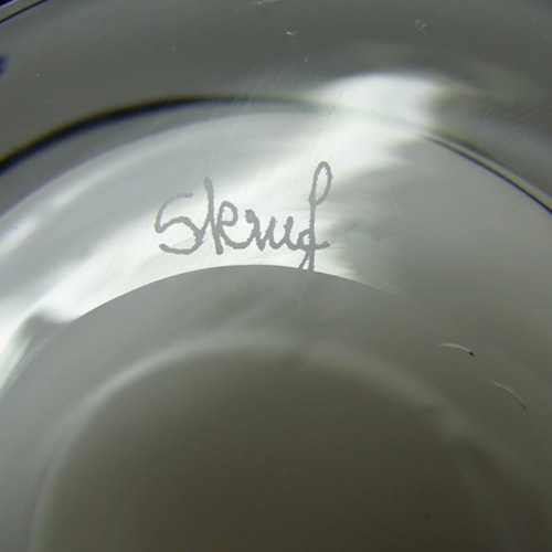 Skruf Swedish Black + White Cased Glass Vase - Labelled - Click Image to Close
