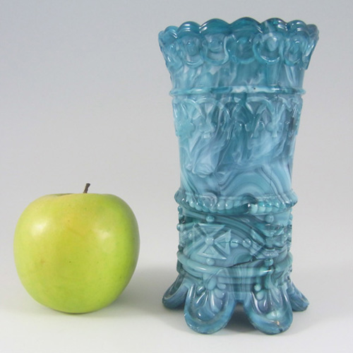 (image for) Victorian 1890's Turquoise Malachite/Slag Glass Vase - Click Image to Close