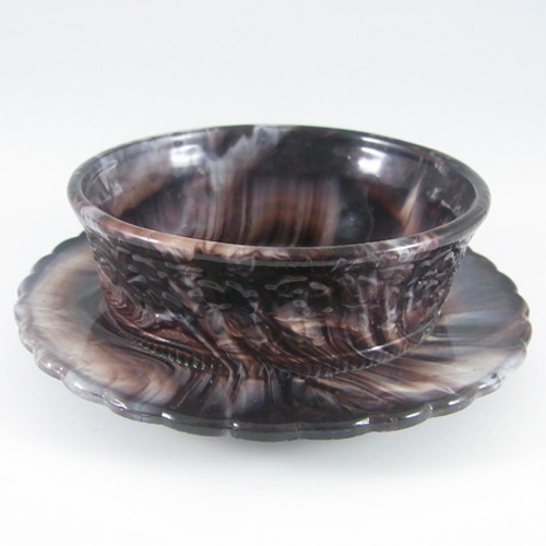 Victorian 1890's Purple Malachite/Slag Glass Bowl/Dish - Click Image to Close
