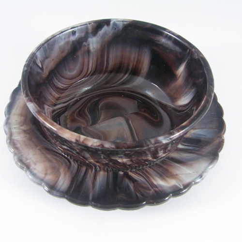 Victorian 1890's Purple Malachite/Slag Glass Bowl/Dish - Click Image to Close