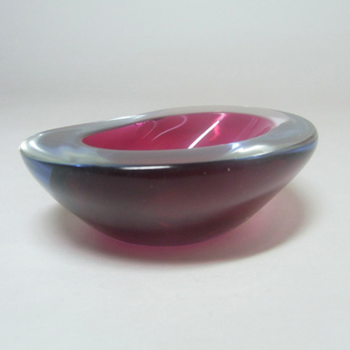 (image for) Murano Geode Purple & Blue Sommerso Glass Kidney Bowl - Click Image to Close