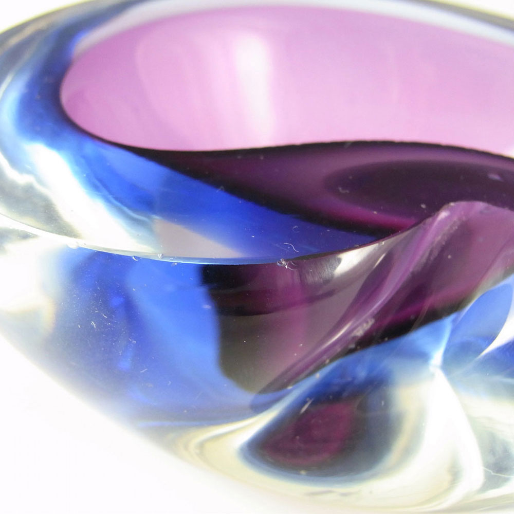 (image for) Murano Geode Purple & Blue Sommerso Glass Kidney Bowl - Click Image to Close