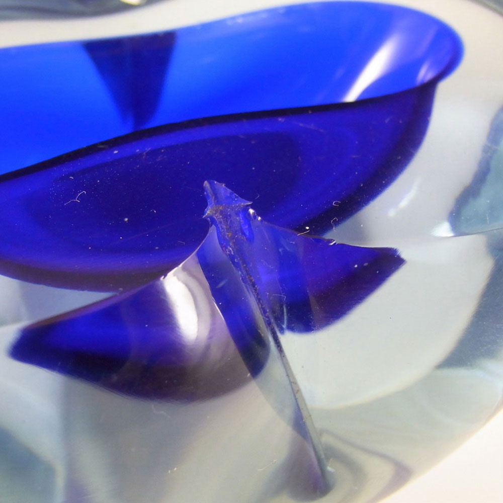 Murano Geode Blue Sommerso Glass Figure Eight Bowl - Click Image to Close