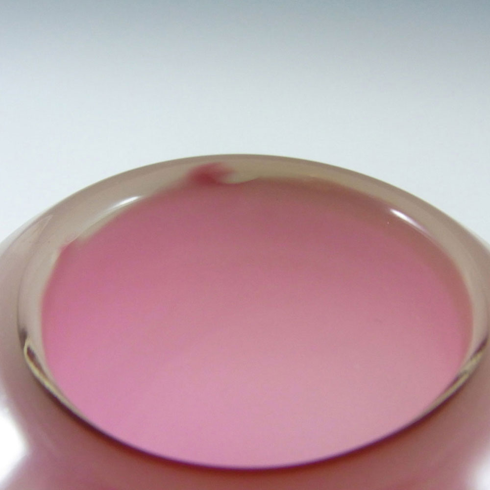 Murano/Venetian Pink + White Cased Glass Globe Vase - Click Image to Close