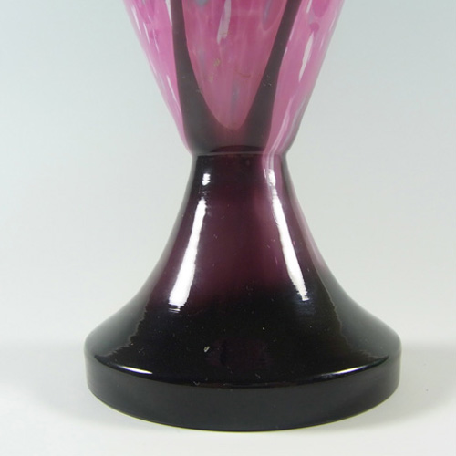 (image for) Czech 1930's Pink + Black Spatter/Splatter Glass Vase - Click Image to Close