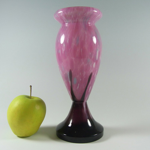 (image for) Czech 1930's Pink + Black Spatter/Splatter Glass Vase - Click Image to Close