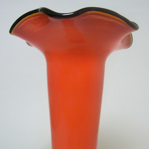 Czech/Bohemian 1930's Red & Black Tango Glass Vase - Click Image to Close