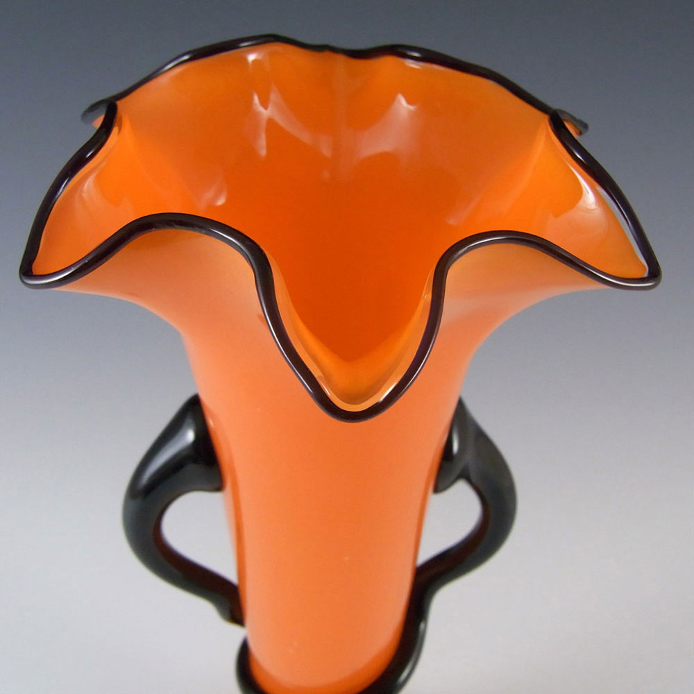 (image for) Czech/Bohemian 1930's Orange & Black Tango Glass Vase - Click Image to Close
