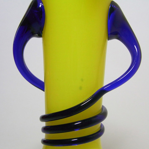 (image for) Czech/Bohemian 1930's Yellow & Blue Tango Glass Vase - Click Image to Close