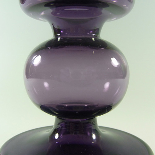 Alfred Taube Purple Glass Candle Holder/Vase - Labelled - Click Image to Close
