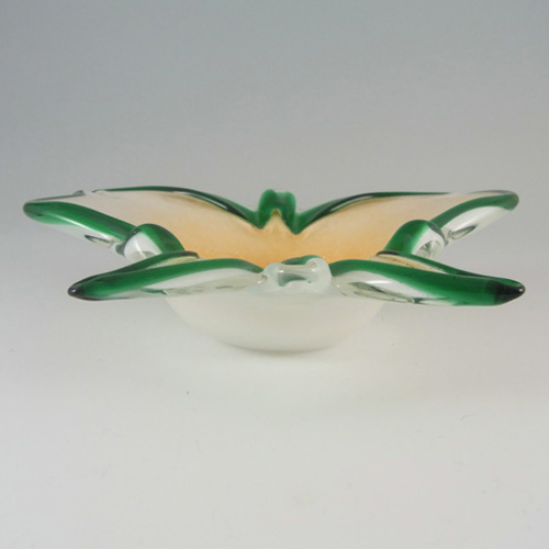 (image for) Fratelli Toso Murano Orange & Green Glass Butterfly Bowl - Click Image to Close