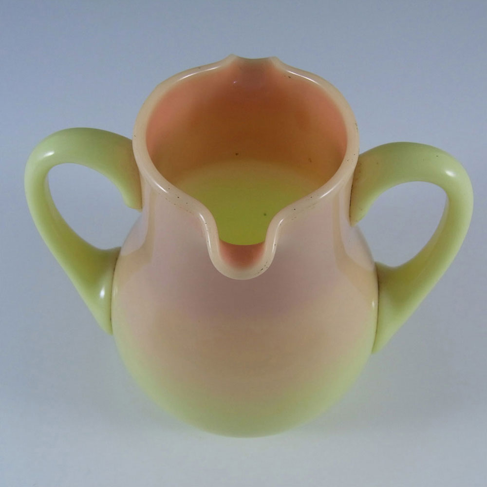(image for) Victorian Burmese Uranium Pink & Yellow Glass Vase - Click Image to Close