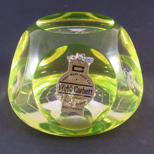(image for) Webb Corbett Uranium Glass Spider Web Paperweight - Labelled - Click Image to Close