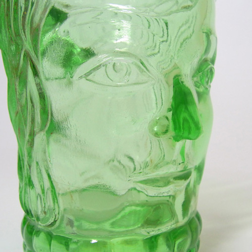 Czech? Art Deco Uranium Glass Kings Head Face Tankard - Click Image to Close