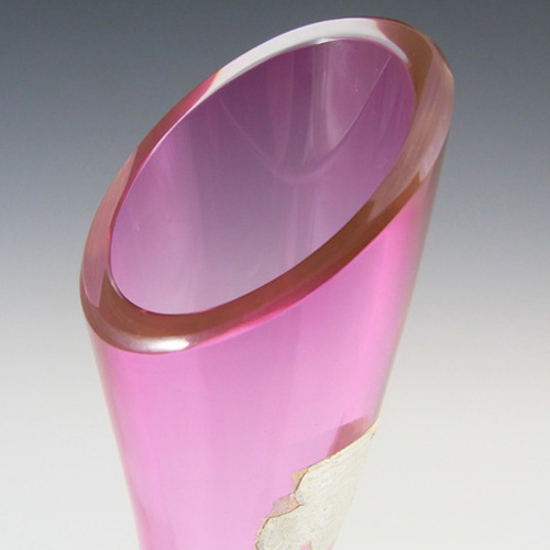(image for) Val St-Lambert Belgian Pink Glass Vase - Signed + Label - Click Image to Close