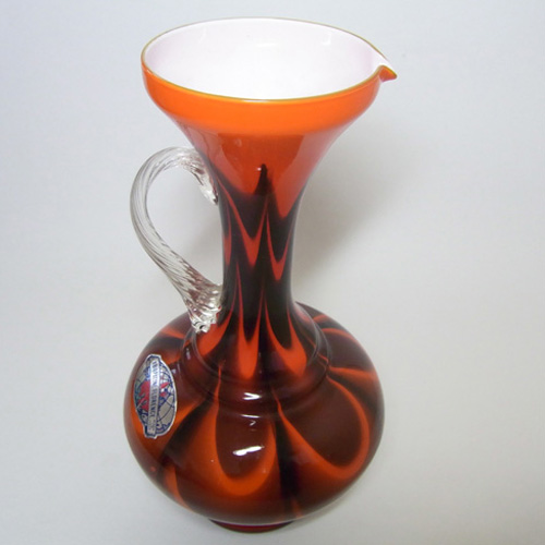 (image for) V.B. Opaline Florence Italian Empoli Glass Jug - Labelled - Click Image to Close