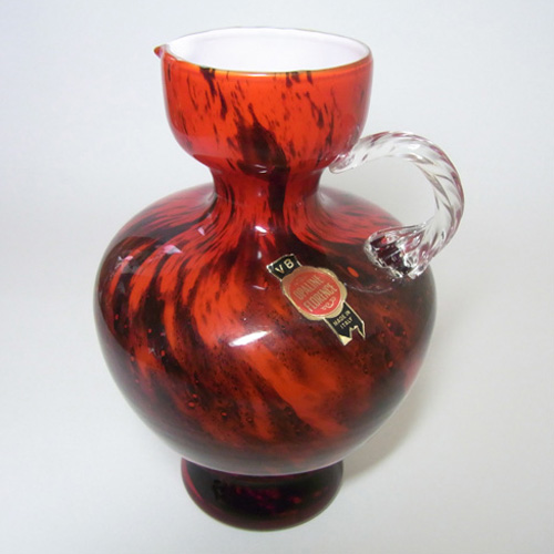 (image for) V.B. Opaline Florence Italian Empoli Glass Jug - Labelled - Click Image to Close