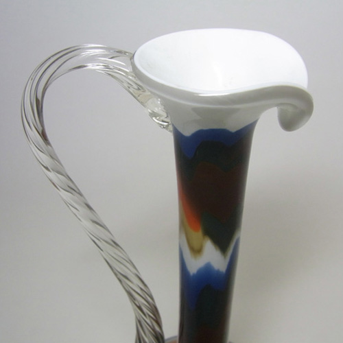 V.B. Opaline Florence Italian Empoli Glass Jug - Labelled - Click Image to Close