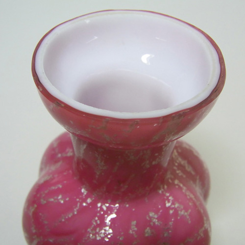 (image for) Victorian Antique Silver Mica Pink Glass Vase c 1890 - Click Image to Close