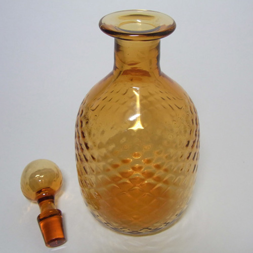 Thomas Webb Golden Amber British Glass Decanter - Marked - Click Image to Close