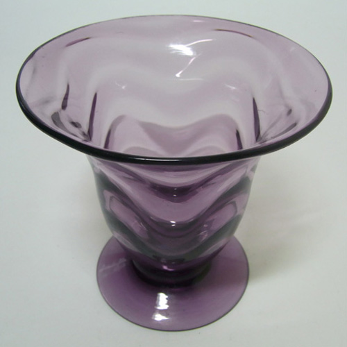 Thomas Webb Amethyst Glass 'Venetian Ripple' Vase - Marked - Click Image to Close