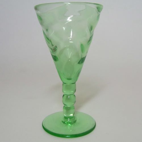 (image for) Thomas Webb Uranium Glass 'Venetian Ripple' Sherry Glasses - Click Image to Close