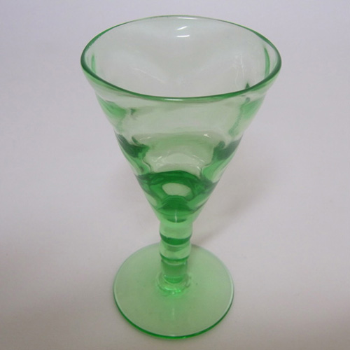 (image for) Thomas Webb Uranium Glass 'Venetian Ripple' Sherry Glasses - Click Image to Close