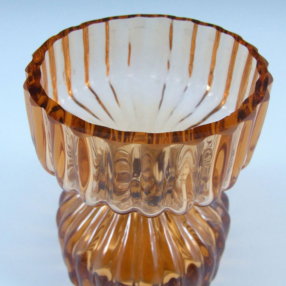 Wedgwood Topaz Amber Glass Candlestick/Posy Vase RSW58 - Click Image to Close