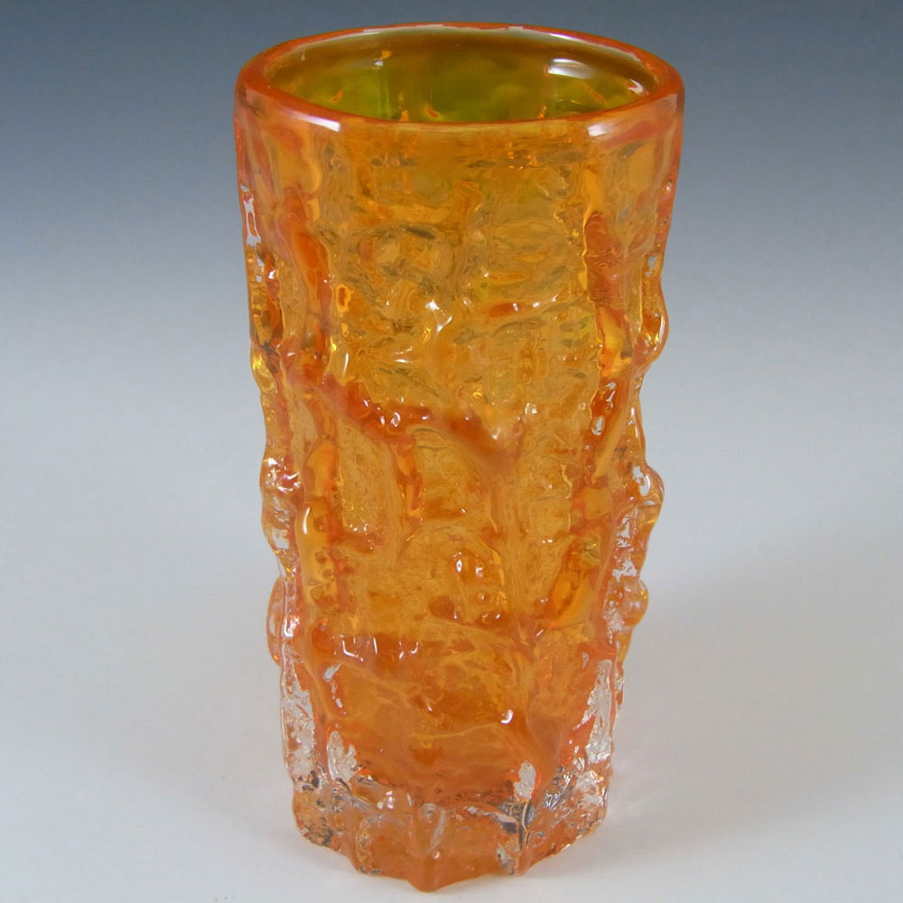 (image for) Whitefriars #9689 Baxter Tangerine Glass 6" Textured Bark Vase - Click Image to Close