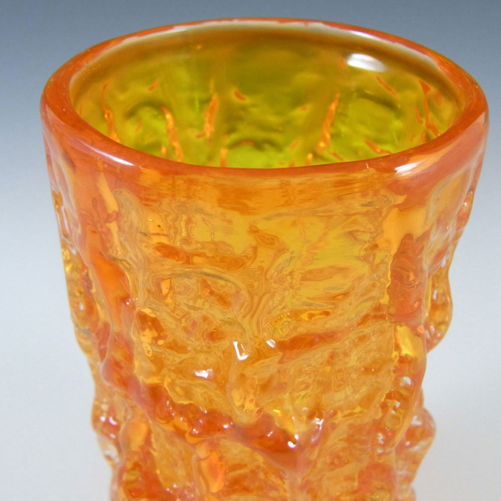 (image for) Whitefriars #9689 Baxter Tangerine Glass 6" Textured Bark Vase - Click Image to Close