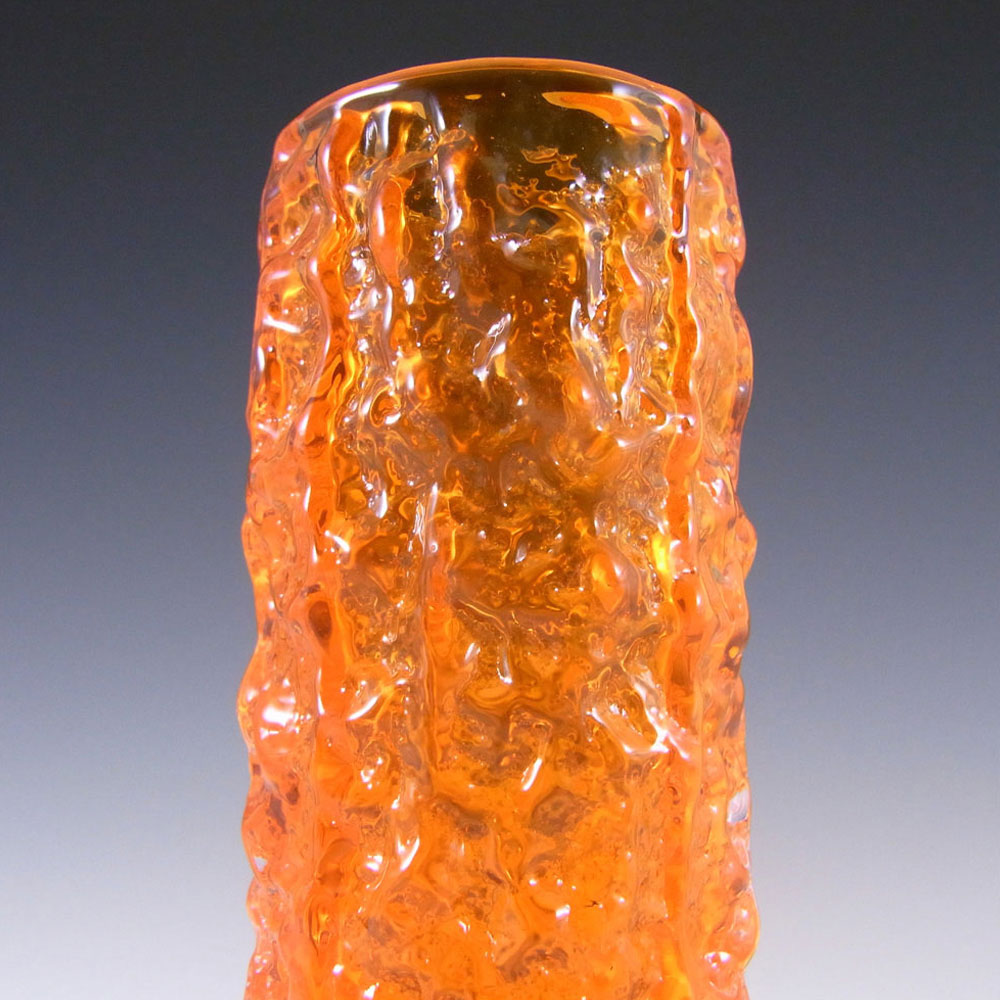 (image for) Whitefriars #9729 Baxter Tangerine Glass 5.75" Textured Bark Vase - Click Image to Close