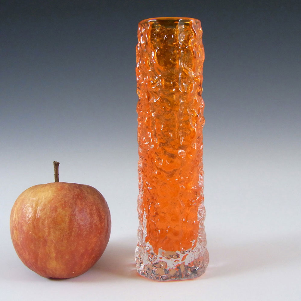 (image for) Whitefriars #9729 Baxter Tangerine Glass 5.75" Textured Bark Vase - Click Image to Close