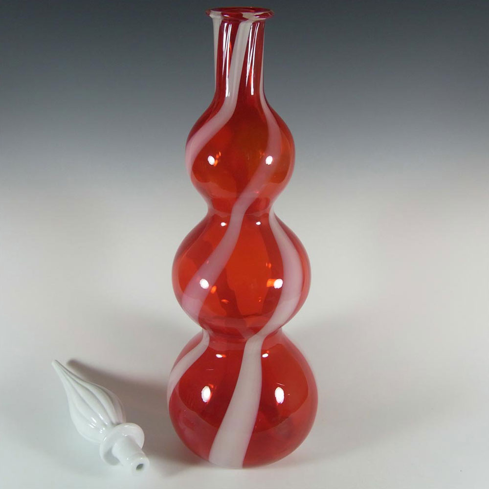(image for) Cristalleria Artistica Toscana / Alrose Empoli Red & White Glass Bottle - Click Image to Close