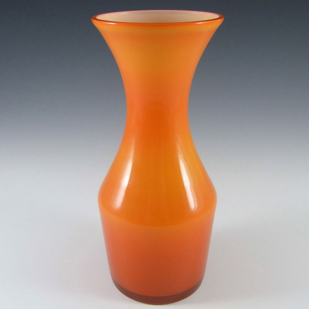 (image for) Alsterfors 1970's Scandinavian Orange Cased Glass 9.5" Vase - Click Image to Close