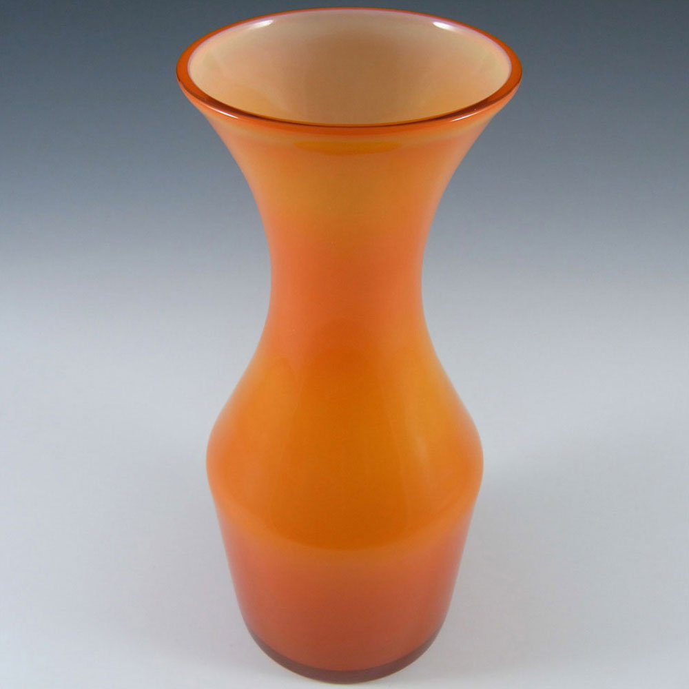 (image for) Alsterfors 1970's Scandinavian Orange Cased Glass 9.5" Vase - Click Image to Close