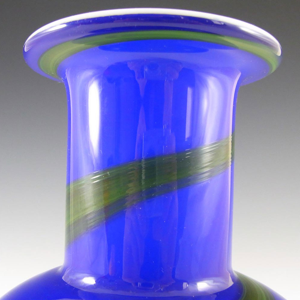 Alsterfors #S5104 Blue & Green Glass Vase Signed "P. Ström 69" - Click Image to Close