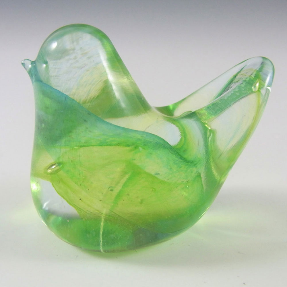 Isle of Wight Studio Green + Blue Glass Bird - Labelled - Click Image to Close