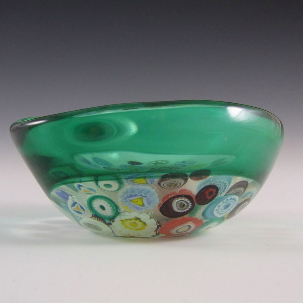 (image for) Archimede Seguso Murano Incalmo Millefiori Turquoise Glass Bowl - Click Image to Close