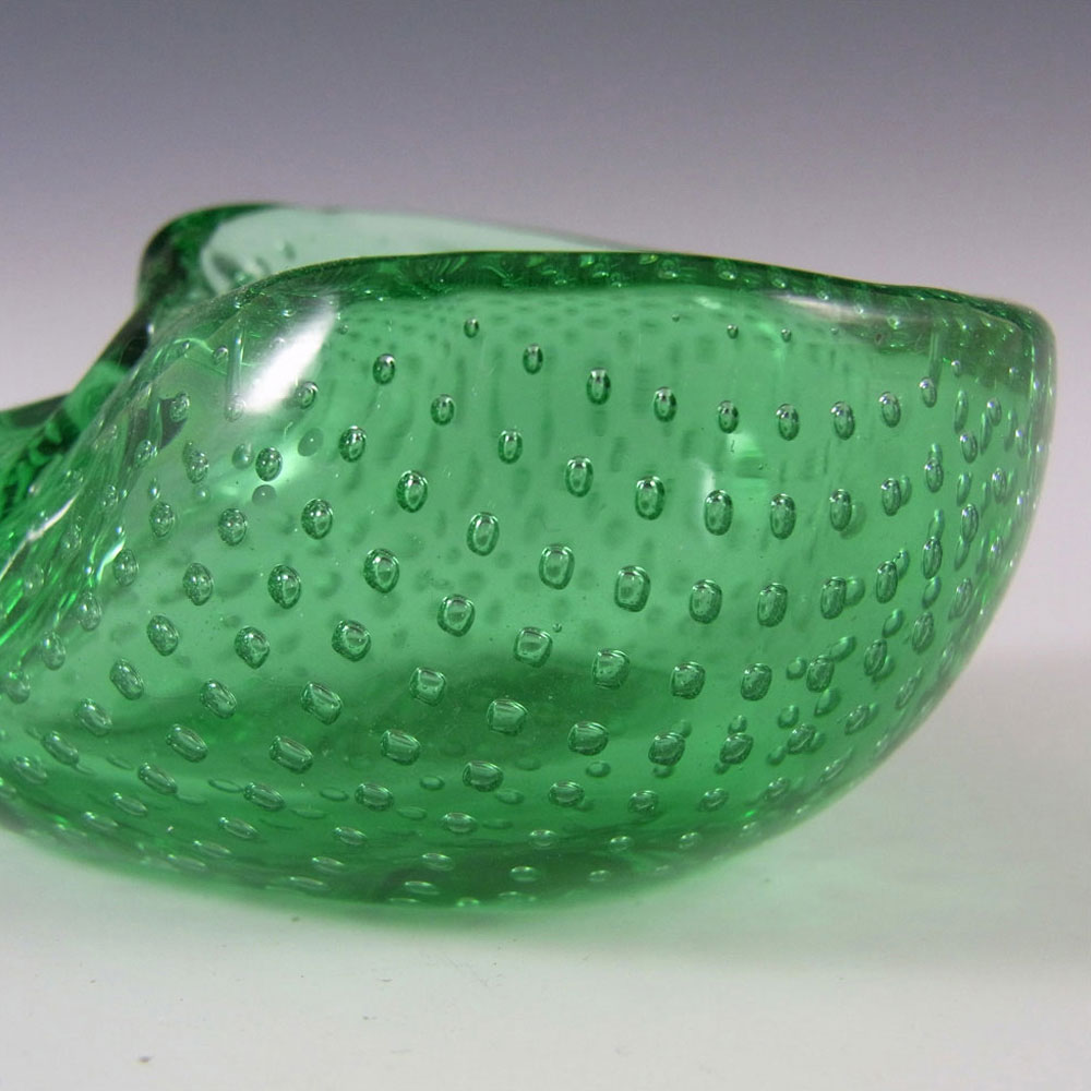 (image for) Archimede Seguso Green Murano Glass Shell Bowl - Label - Click Image to Close