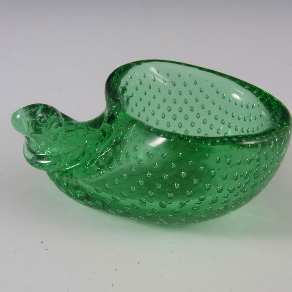 Archimede Seguso Green Murano Glass Shell Bowl - Label - Click Image to Close