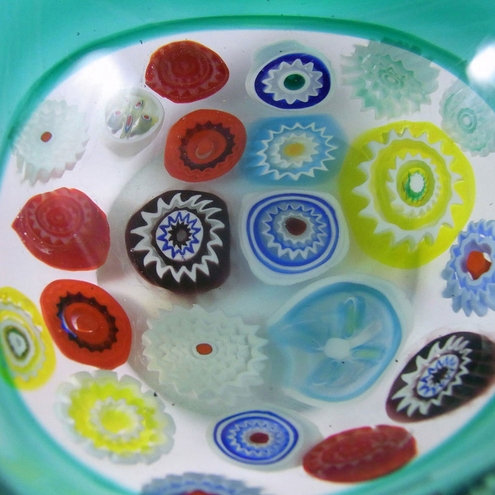 (image for) Archimede Seguso Murano Incalmo Millefiori Turquoise Glass Bowl - Click Image to Close